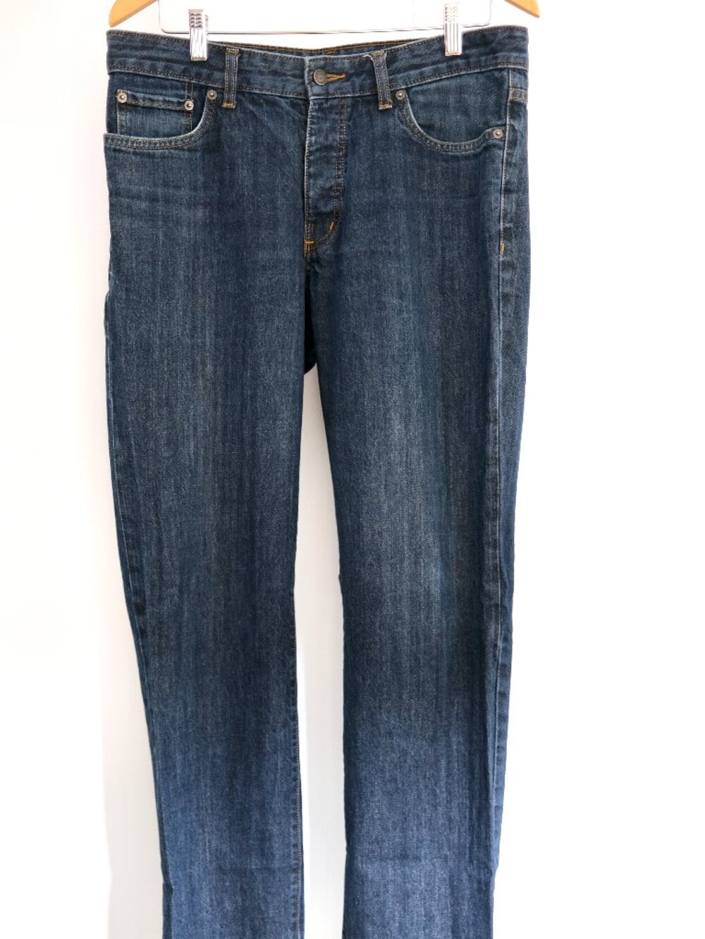 Patagonia Organic Cotton Button Fly Straight Jeans (Medium Blue, 34)